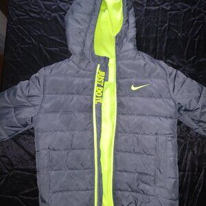 Nike Kids Small Neon & Gray Puffer Coat
